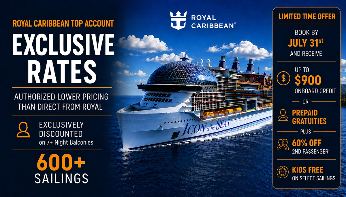 Royal Caribbean Cruises Exclusive Special Rate Balcony & Suite Sale
